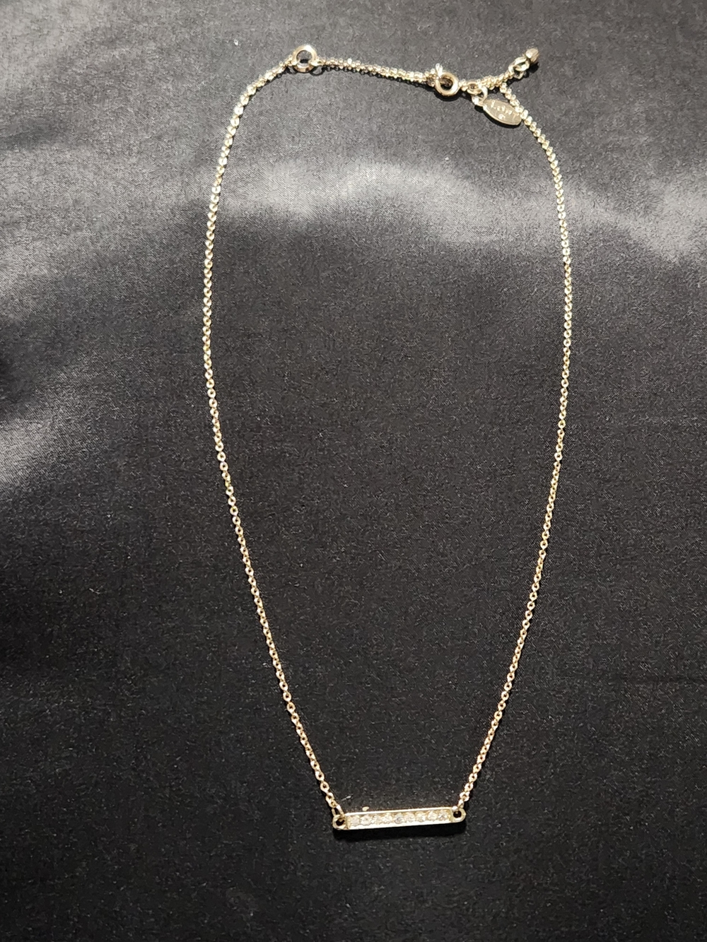 LOFT Gold Tone Rhinestone Bar Delicate Necklace